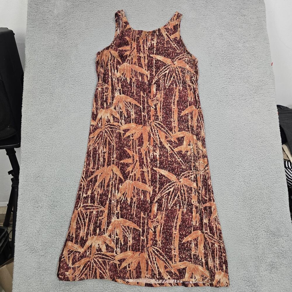 Vintage Hilo Hattie Hawaiian Maxi Dress XL Made in Hawaii Rayon Bamboo Tropical - Picture 3 of 16